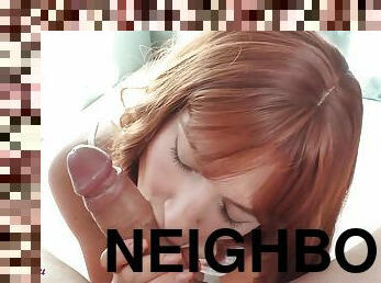 Slutty Redhead Neighbor Deep Sucks Big Dick Till Cum In Mouth Pov