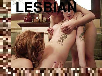 3 Angry Lesbians: Hot Tight Pussy Redhead With Short Hair Licks Other Lesbian Pussies For Orgasm Turns Into Threesome