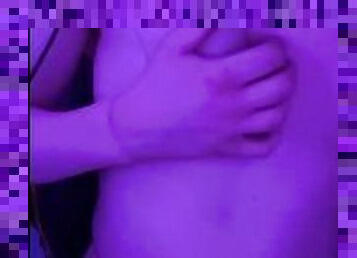 Trans girl Athena playing with her soft tits