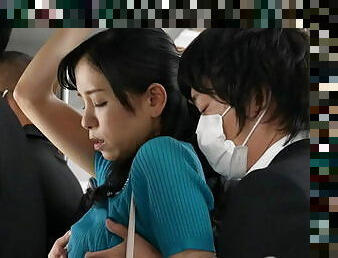 Japanese Milf groped in a public transport