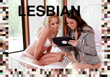 Gorgeous lesbians watching porn online