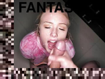 masturbácia, pov, tvárové, blondýna, fantazijné