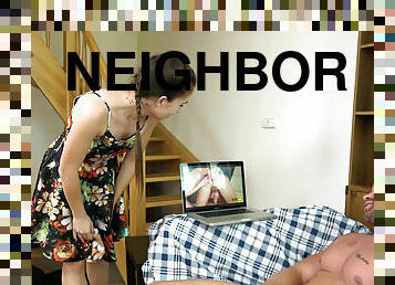 Insatiable Lenna Ross enjoys a neighbor's big cock
