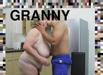 Dude Holds This Grannies Belly Out The Way So You Can Watch Him Fuck Her