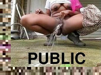 Public morning squirt in neighbors back porch!