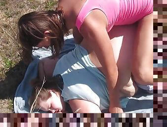 Wife sucks cock outdoors and then gets rough and deep doggystyle fuck