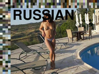 Russian babe Ally poolside fucked & creampied on camera