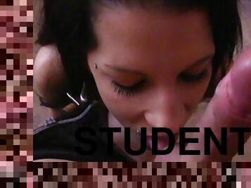 Student is bent over and slammed POV by a stranger for money
