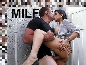 Latina milf Soffie takes a raw cock up her pussy and ass in public