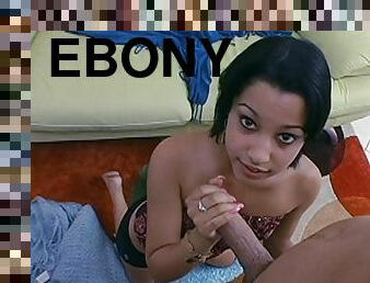 Ebony Abella Anderson licks & sucks & strokes a dick pov style