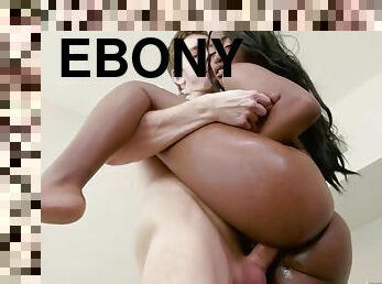 Ebony Daya Knight strip & suck dick before getting fucked & swallow cum