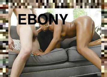 Ebony Charlie Rae tight wet pussy gets fucked all over the house