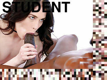 Hot young brunette student cheating on BF with black stud