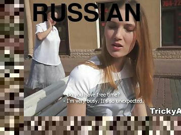 This Russian chick fucked on camera for the first time