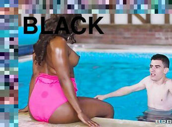 interracial, ados, pornstar, black, trio, rousse, famille, piscine, mère