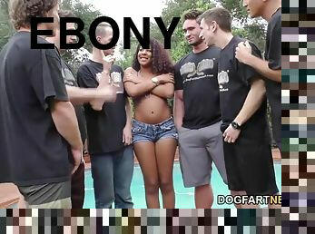 Ebony Zoey Reyes Gives Sucking Cock To Many White Guys