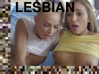 Dorm Lesbians Go Threesome