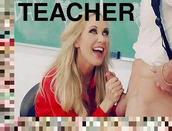Luscious blonde teacher in stockings getting banged after class