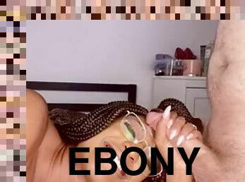 Ebony on big white cock