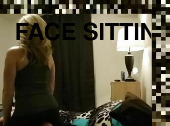 Face sitting on the bed