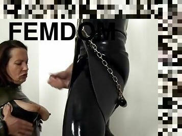 Femdom latex blowjob