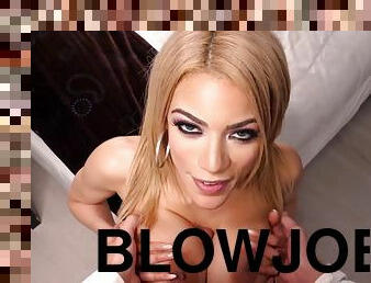 Super big tits blonde Amber Alena blowjob titjob hardcore POV