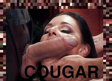 Buxom cougar slave riding big penis