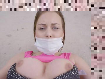 Face Mask Pounding With Big Breasts 2 - Public Agent