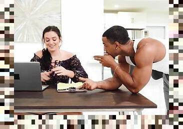 Interracial sex on the table with Alice Visby