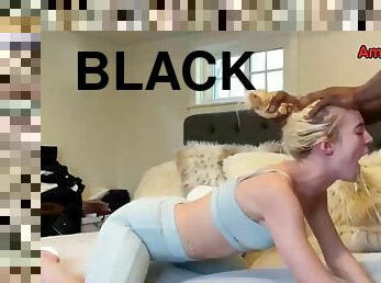 BIG BLACK DICK Drills Inviting Blond Hair Lady Bareback - Blond Hair Babe