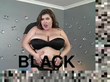 BBW Kacey Parker wearing black lingerie moans while being fucked