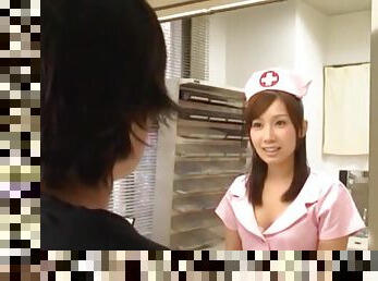 Japanese nurse enjoys while sucking a dick - Minami Kojima