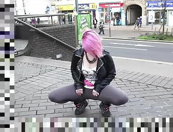 Dolly Kitten enjoys while flashing her tits outdoors in public