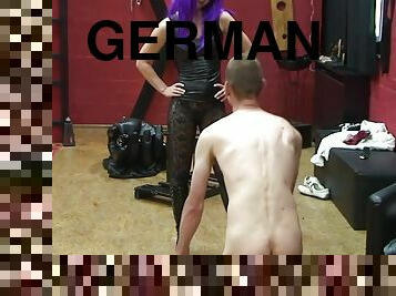 German Domina mistress make slave guy anal pain and more