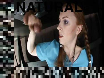 nurse with big natural tits gives gloryhole handjob