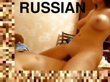 nice fuck russian hairy pussy with big natural tits