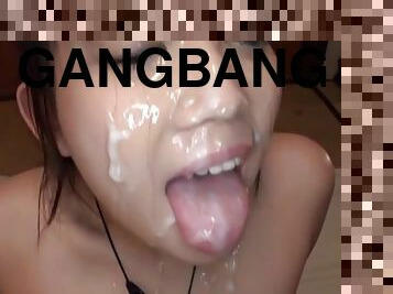 Kinky gangbang ends with bukkake for adorable babe Amane Arisu