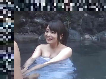 Japanese babe with big natural tits gets fucked outdoors