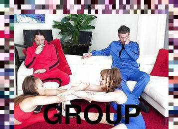 Rough group fucking with Gia Derza and Mike Mancini on the sofa