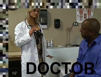 Klarisa Leone cute doctor all dolled up with stockings and high heels