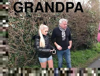 Old pervert grandpa pick up german teen street