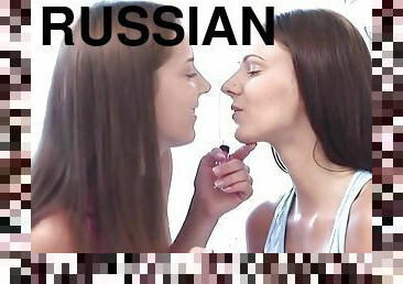 Russian girls Monchi and Martha Yashinina love licking pussy