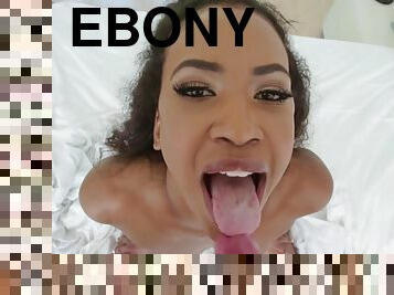 Hot ass ebony girl Demi Sutra masturbates and rides a white dick