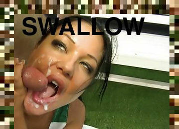 Angelica Heart getting cum in mouth and swallowing it - HD