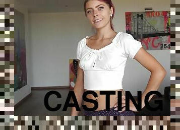 19 years old teen girl does her first porno casting