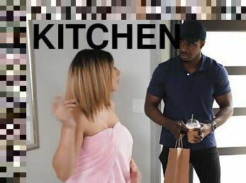 Chubby Valentina Jewels receives cum in mouth after sex in the kitchen