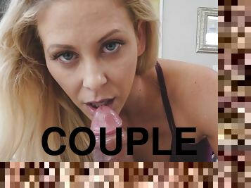 HD POV video of blonde Cherie Deville sucking her hubby's dick