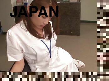 Seductive Japanese nurse drops her sexy uniform to ride a dick