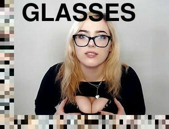 cute blonde in eyeglasses teasing solo - monster tits