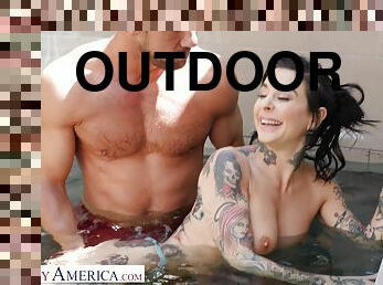 Outdoors fucking with tattooed pornstar Joanna Angel. HD video